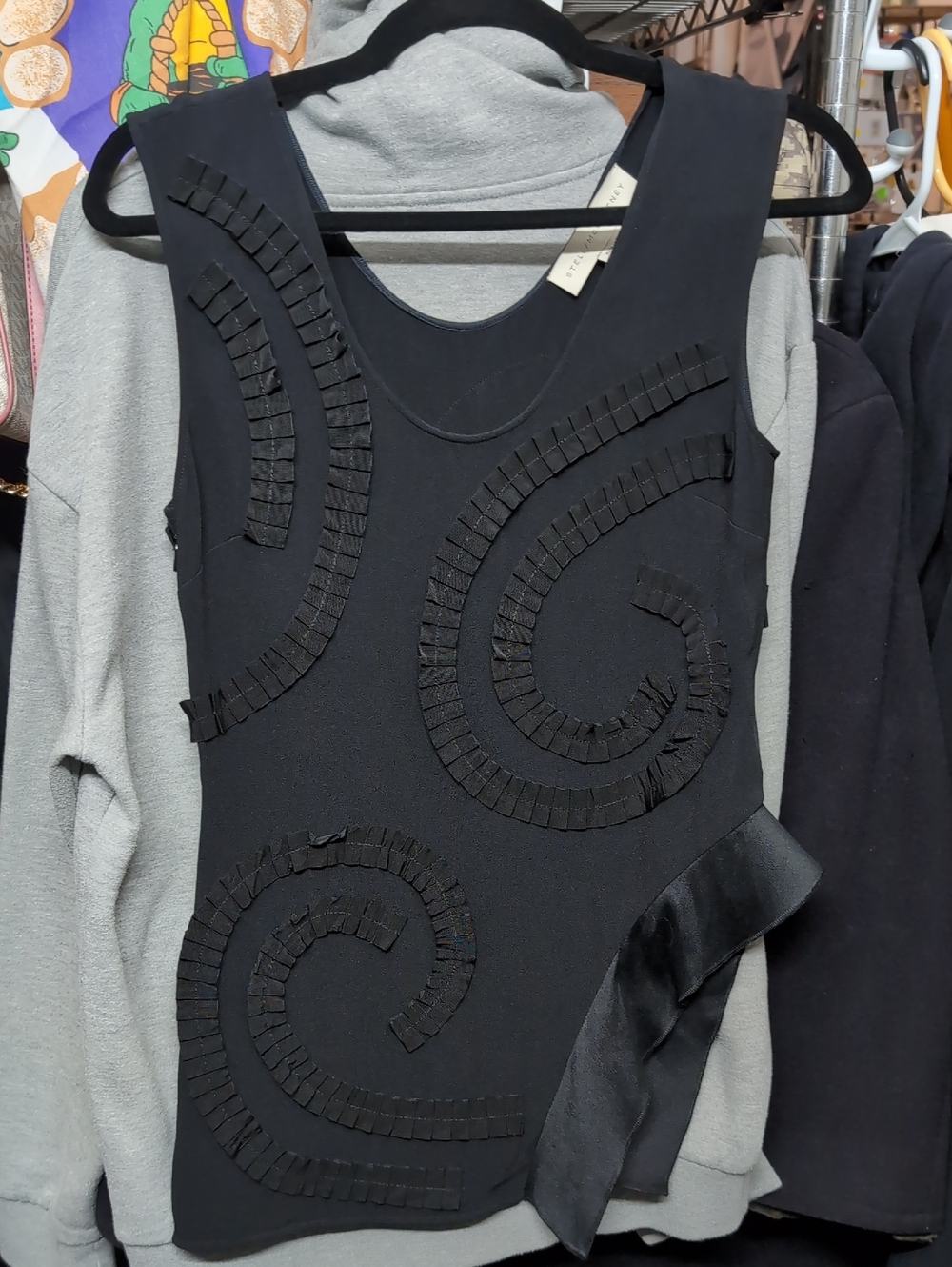 Stella McCartney Black Sleeveless Embellished Spiral-Detail Top